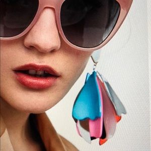 Colorful modern flower petal large earrings